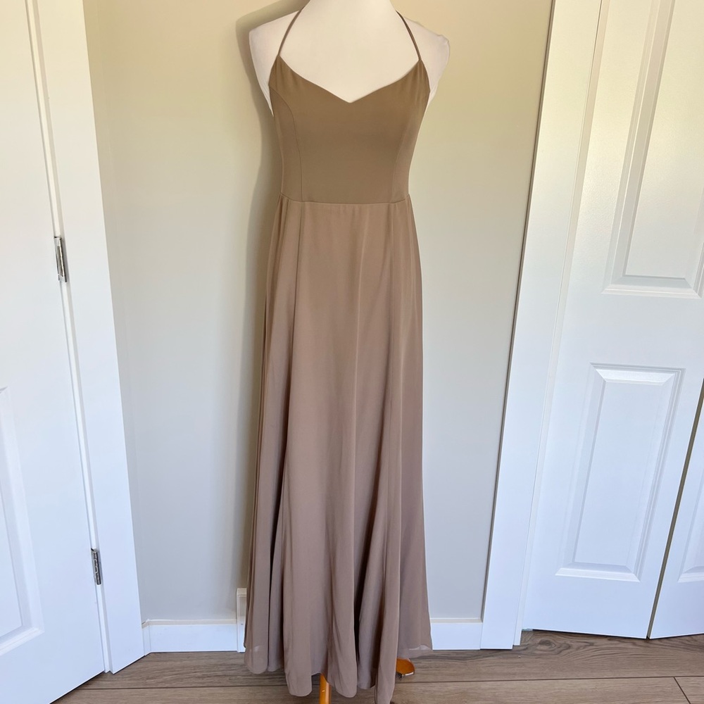 Show Me Your MuMu Soft Brown Halter Maxi Dress Large